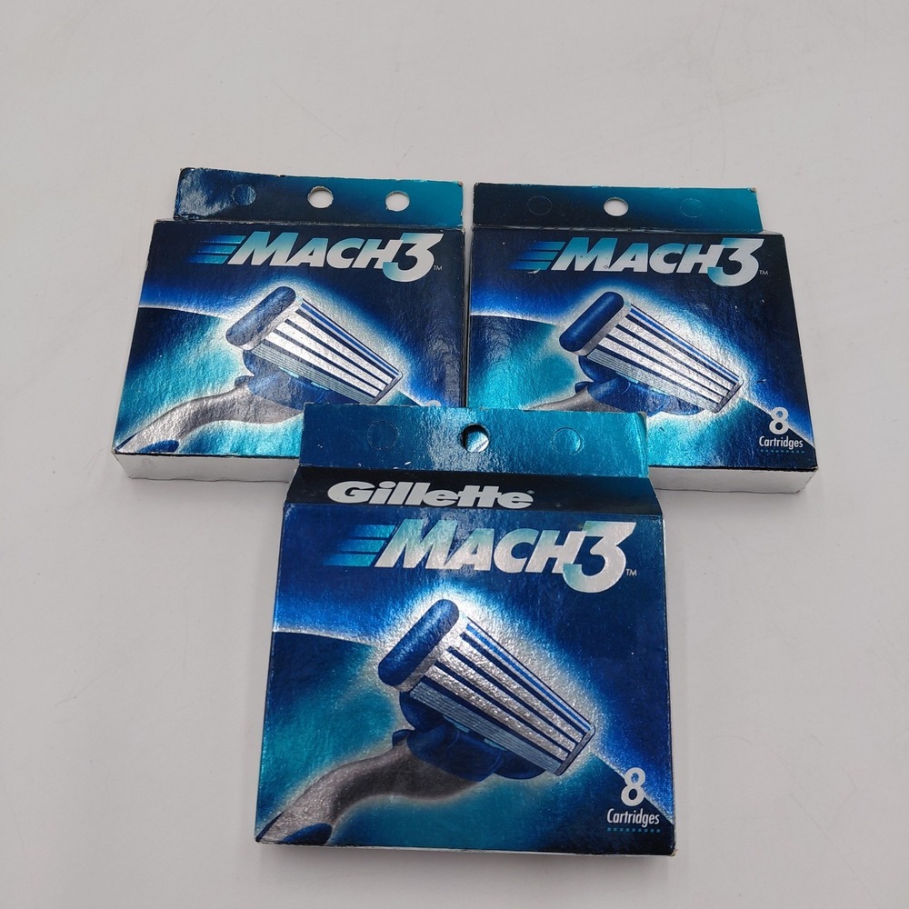 NOS Vtg 90s Gillette Mach3 Razor Blades 24 Refills Shave Cartridges 3 Packs-8 - Picture 1 of 5